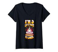 Donna I'm 3 Lets Party Cute Axolotl 3 ° compleanno divertente bambini Bday Maglietta con Collo a V