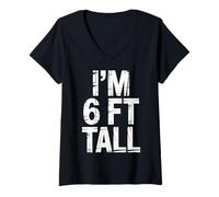 Donna I'm 6 Ft Tall Scherzo esagerato in Altezza - Maglietta con Collo a V