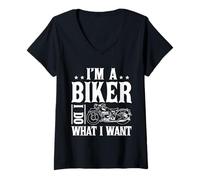 Donna I'm A Biker And I Do What I Want Maglietta con Collo a V