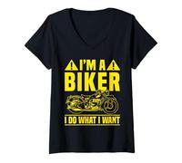 Donna I'm A Biker And I Do What I Want Maglietta con Collo a V