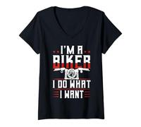 Donna I'm A Biker And I Do What I Want Maglietta con Collo a V