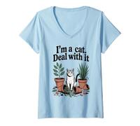 Donna I'm A Cat Deal With It - Gatto divertente per amanti dei gatti Maglietta con Collo a V