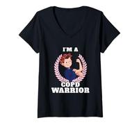 Donna I'm a COPD Warrior Chronic Obstructive Pulmonary Disease Maglietta con Collo a V
