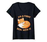 Donna I'm A Furry Deal with It Maglietta con Collo a V