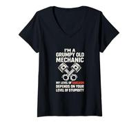 Donna I'm A Grumpy Old Mechanic Funny Auto Mechanic Dad Mens Maglietta con Collo a V