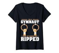 Donna I'm A Gymnast Even My Hands Are Ripped Maglietta con Collo a V