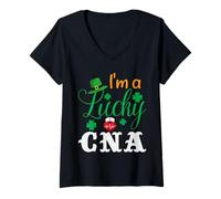 Donna I'm a Lucky CNA Nurse Shamrock Hat St Patricks Day for Nurse Maglietta con Collo a V