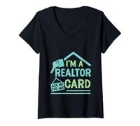Donna I'm A Realtor Ask Me For My Card Lavoro immobiliare Maglietta con Collo a V