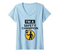 Donna I'm a Safety Champion | Safety First | Idee Regalo per la Sicurezza Maglietta con Collo a V