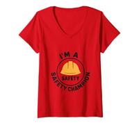 Donna I'm a Safety Champion | Safety First | Idee Regalo per la Sicurezza Maglietta con Collo a V