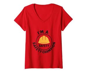Donna I'm a Safety Champion | Safety First | Idee Regalo per la Sicurezza Maglietta con Collo a V