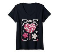 Donna I'm a Sucker for You Funny Heart Design Maglietta con Collo a V