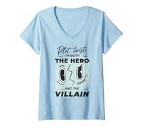 Donna I'm Both Hero And Villain Funny Saying Retro Maglietta con Collo a V