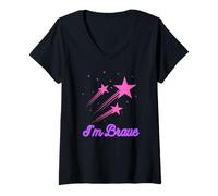 Donna I'm Brave Stars Shooting Star COLORATO Maglietta con Collo a V