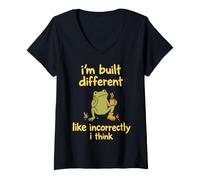 Donna I'm Built Different Like Incorrectly I Think Funny Frog Meme Maglietta con Collo a V