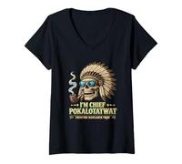 Donna Im Capo Pokalotat wat da The Tribe Indigenous Native Maglietta con Collo a V