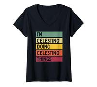 Donna I'm Celestino Doing Celestino Things Divertente Personalizzato Maglietta con Collo a V