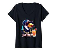 Donna IM Fancy Toucan Cool Vibe Style Swag Maglietta con Collo a V