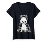 Donna I'm Feeling Pandastic Cute Panda Bear Zoologia Maglietta con Collo a V