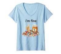 Donna I'm Fine Pharmacist Technician RX Squad Funny Pharmacy Tech Maglietta con Collo a V