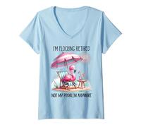 Donna I'm Flocking Retired Not My Problem Anymore Women Flamingo Maglietta con Collo a V