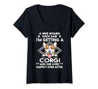 Donna I'm Getting A Corgi Funny Dog Mom Puppy Lovers Maglietta con Collo a V