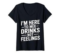 Donna I'm Here To Mix Drinks Not Feelings Barista - Maglietta con Collo a V