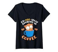 Donna Im Hoo Tally Addicted To Coffee - Tazza con Gufo Maglietta con Collo a V
