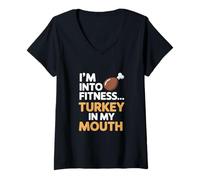 Donna Im Into Fitness Fitness Turchia in bocca Ringraziamento Maglietta con Collo a V