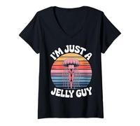 Donna I'm Just A Jelly Guy Pun Geloso Gioco Dolce Scherzo |- Maglietta con Collo a V