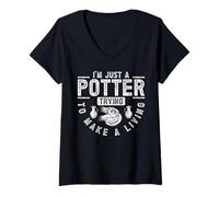 Donna I'm Just A Potter, Trying To Make A Living Maglietta con Collo a V