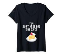 Donna I'm Just Here for Cake Funny Wedding Meme Costume Cakes Maglietta con Collo a V