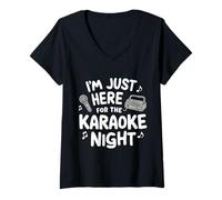 Donna I'm Just Here for Karaoke Night Singing Party Music Machine Maglietta con Collo a V