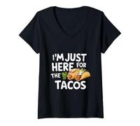 Donna I'm Just Here for Tacos Funny Fiesta Style Mexican Food Tacos Maglietta con Collo a V