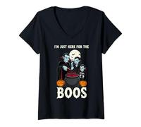 Donna I'm Just Here for The Boos Vampire Funny Halloween Maglietta con Collo a V