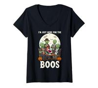 Donna I'm Just Here for The Boos Zombies Funny Halloween Maglietta con Collo a V