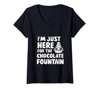 Donna I'm Just Here for The Chocolate Fountain Dessert Dip Buffet Maglietta con Collo a V