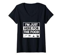 Donna I'm Just Here for the Food - Design divertente per gli amanti del mangiare Maglietta con Collo a V