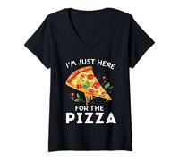 Donna I'm Just Here for The Pizza | Funny Cute Food Lover Maglietta con Collo a V