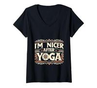 Donna I'm Nicer After Yoga Relaxation Mindful Exercise ------- Maglietta con Collo a V