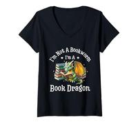 Donna I'm Not A Bookworm I'm A Book Dragon Maglietta con Collo a V