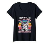 Donna I'm Not A Crazy Cat Person I'm A Cat's Personal Assistant Maglietta con Collo a V