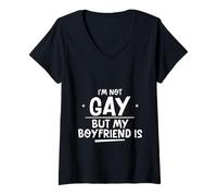 Donna I'm Not Gay But My Boyfriend Is Orgoglio LGBTQ - Maglietta con Collo a V