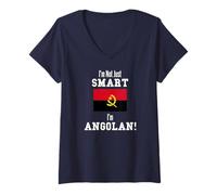 Donna I'm Not Just Smart Angolan Bandiera Paese Angola Maglietta con Collo a V