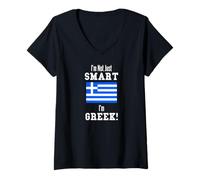 Donna I'm Not Just Smart Greek Country Flag Grecia Maglietta con Collo a V
