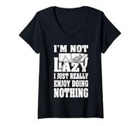 Donna I'm Not Lazy I Just Enjoy Doing Nothing Skeleton Bones Divano Maglietta con Collo a V