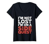 Donna I'm Not Lost I'm On A Side Quest Gamer Nerd Joke |- Maglietta con Collo a V
