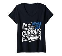 Donna I'm Not Nosy I'm Just Curious About Everything - Maglietta con Collo a V