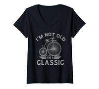 Donna I'm Not Old I'm a Classic Penny Farthing Bicycle Fathers Day Maglietta con Collo a V
