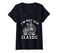 Donna I'm Not Old I'm a Classic Penny Farthing Bicycle Fathers Day Maglietta con Collo a V